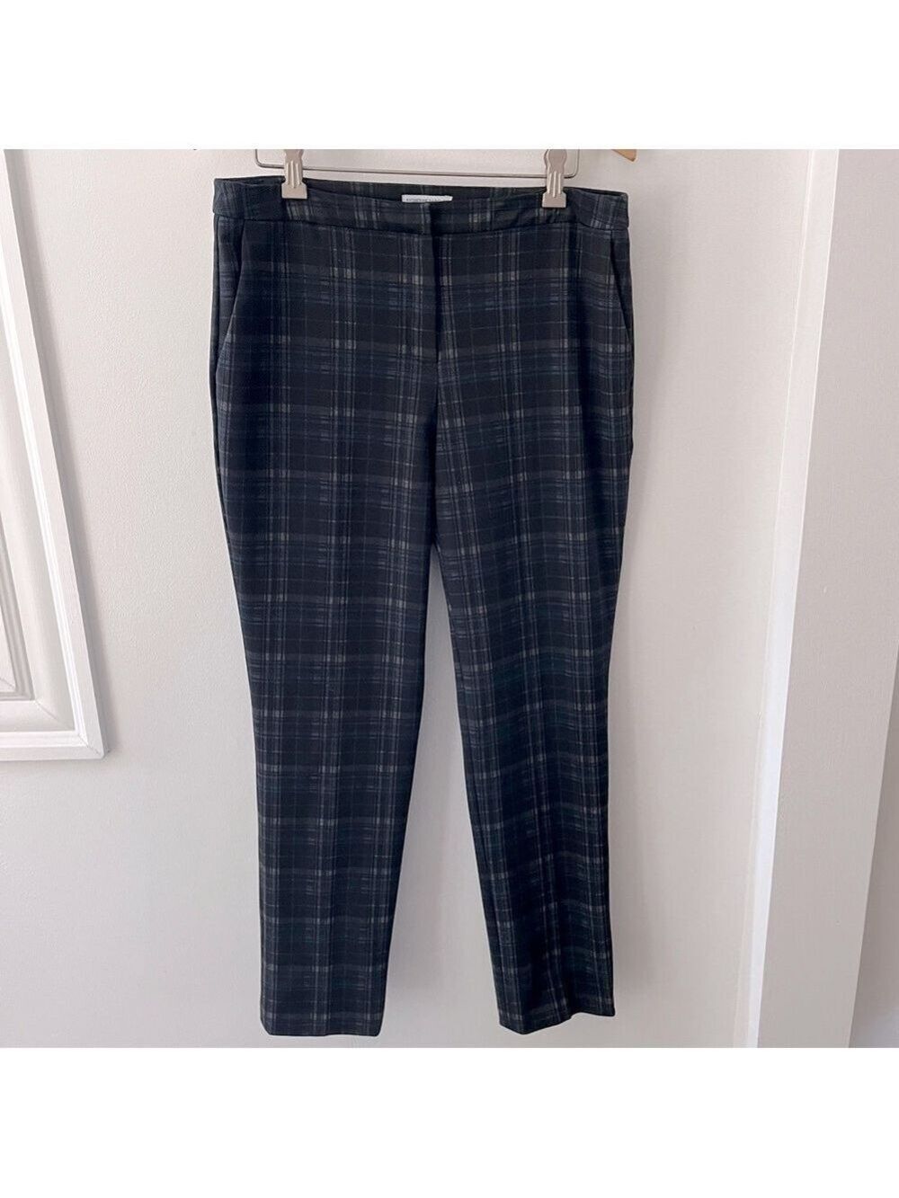 Katherine Barclay Women’s Plaid Black/Gray/Blue Pants Ponte Stretch Trousers 8